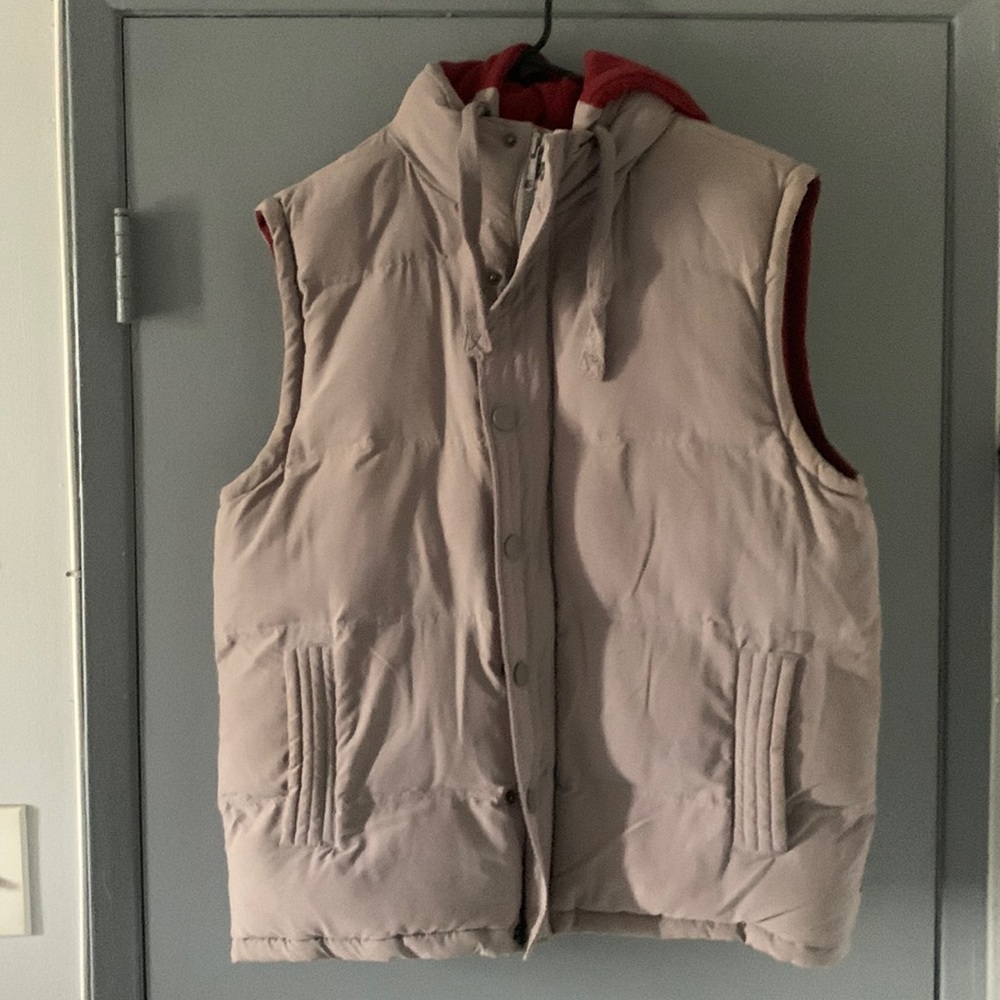 Footaction puff vest/Size Large/LHGT GRY/BUGAND/REMOVABLE HOODIE